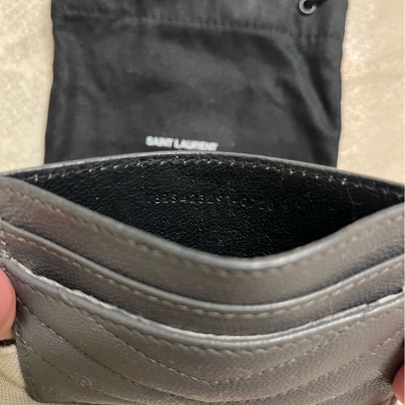saint laurent Monogram Leather Credit Card Case in storm - Picture 10 of 16